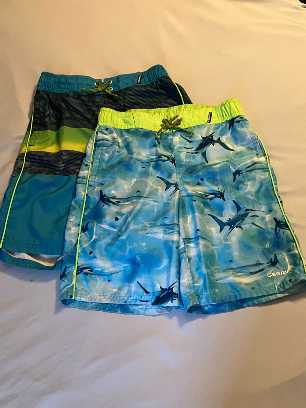 Gerry Weber Blue and Neon Green Shark Swim Shorts Set